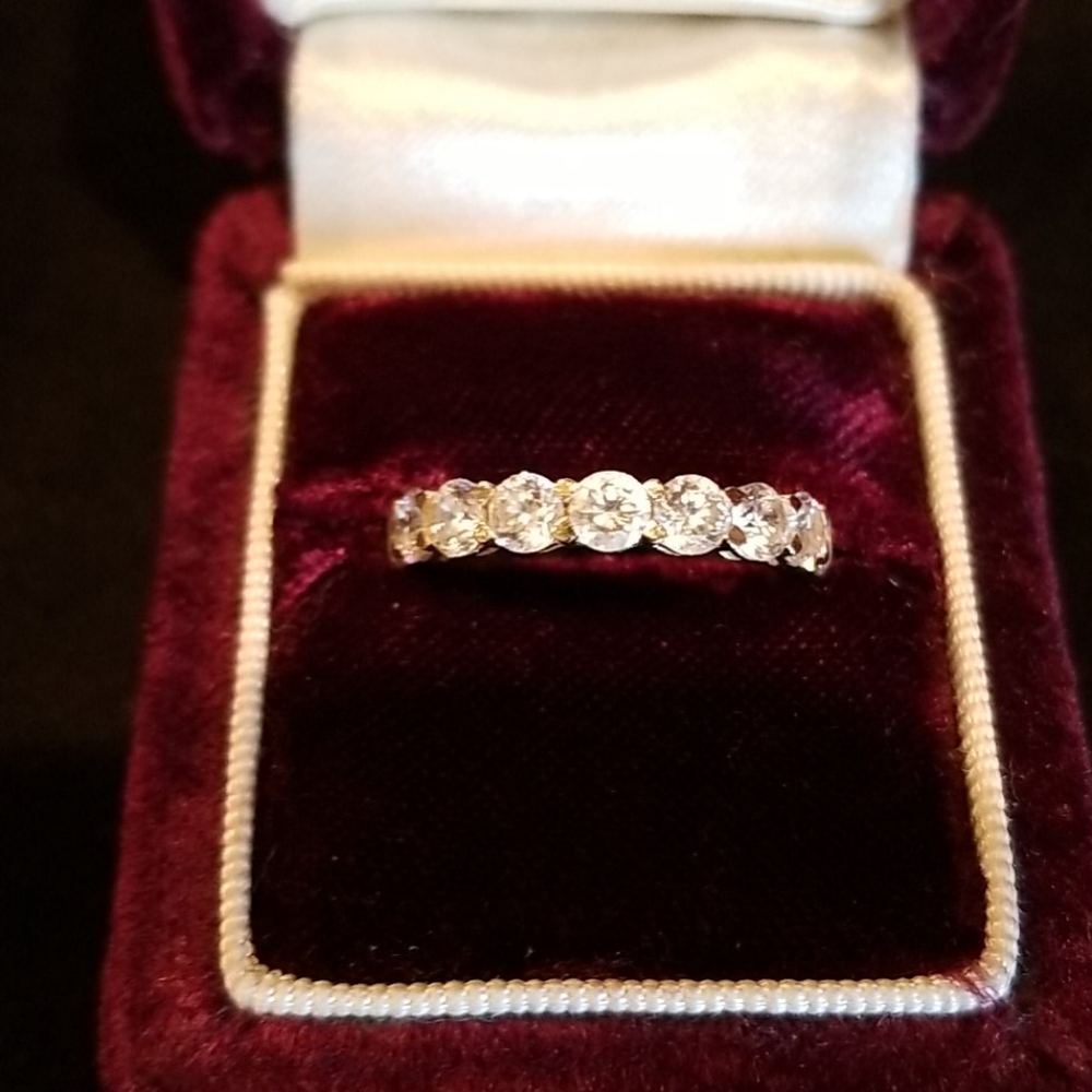 Diamonique Yellow Gold Band Ring